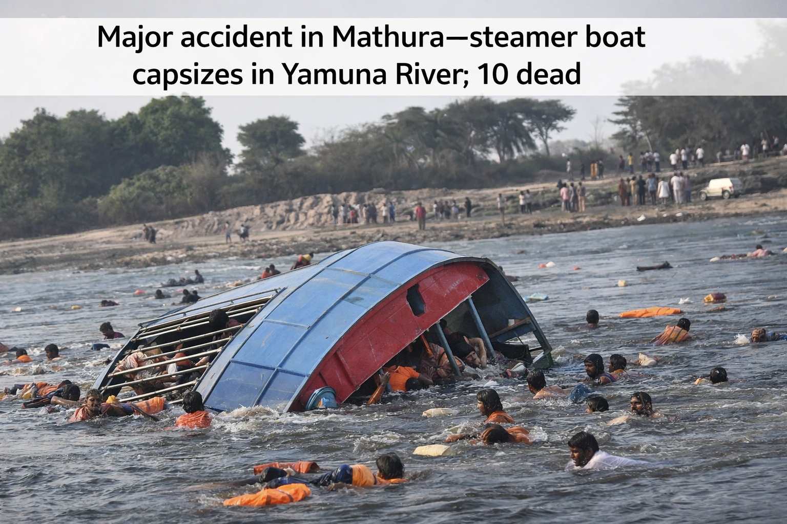 Mathura Boat Tragedy: 10 Dead After Steamer Capsizes in Yamuna River